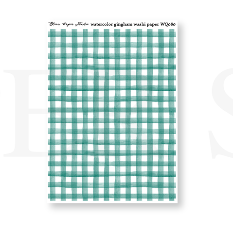 WQ080 Watercolor Gingham Washi Paper Journaling Stickers