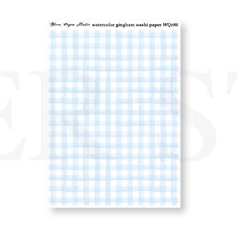 WQ086 Watercolor Gingham Washi Paper Journaling Stickers