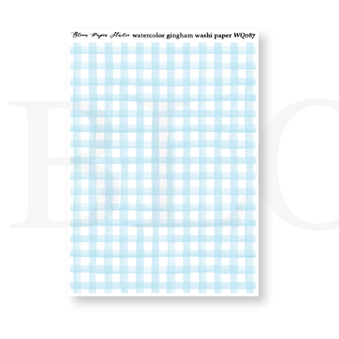 WQ087 Watercolor Gingham Washi Paper Journaling Stickers