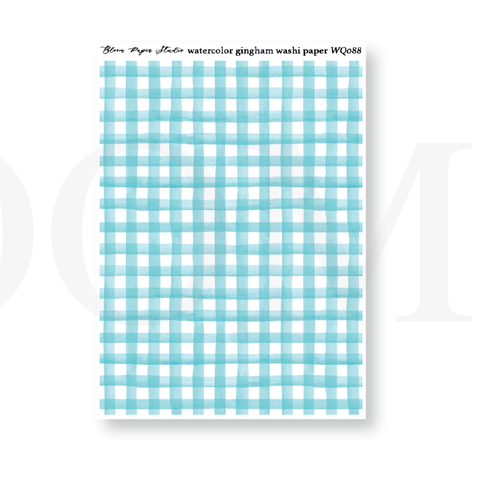 WQ088 Watercolor Gingham Washi Paper Journaling Stickers