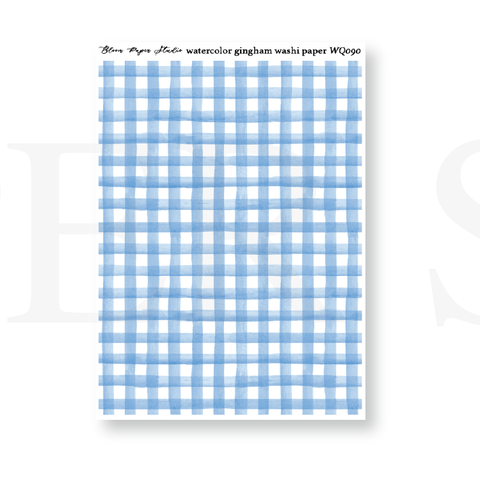 WQ090 Watercolor Gingham Washi Paper Journaling Stickers