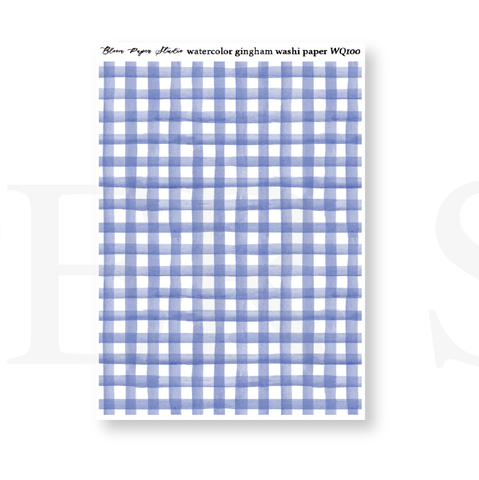 WQ100 Watercolor Gingham Washi Paper Journaling Stickers