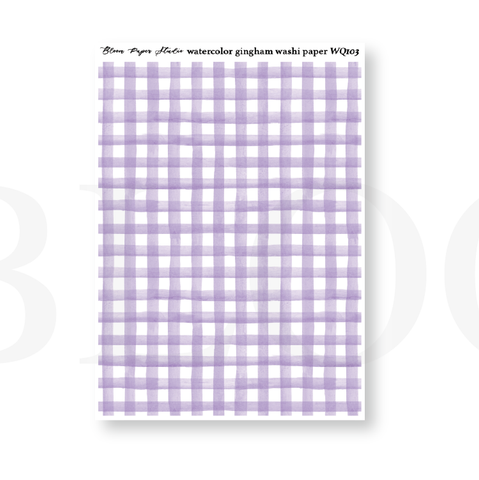 WQ103 Watercolor Gingham Washi Paper Journaling Stickers