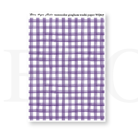 WQ107 Watercolor Gingham Washi Paper Journaling Stickers