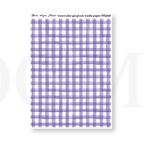 WQ108 Watercolor Gingham Washi Paper Journaling Stickers