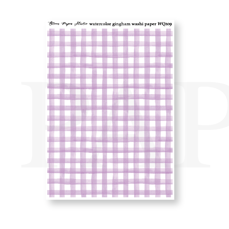 WQ109 Watercolor Gingham Washi Paper Journaling Stickers