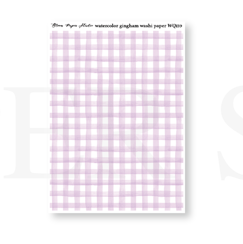 WQ110 Watercolor Gingham Washi Paper Journaling Stickers