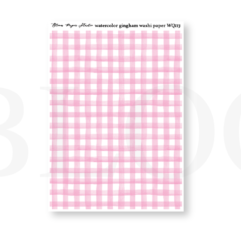 WQ113 Watercolor Gingham Washi Paper Journaling Stickers