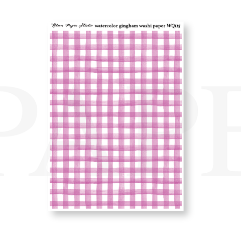 WQ115 Watercolor Gingham Washi Paper Journaling Stickers