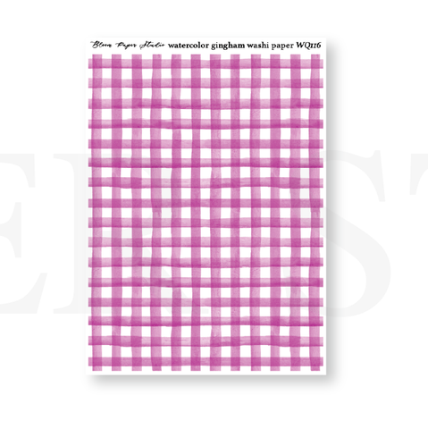 WQ116 Watercolor Gingham Washi Paper Journaling Stickers