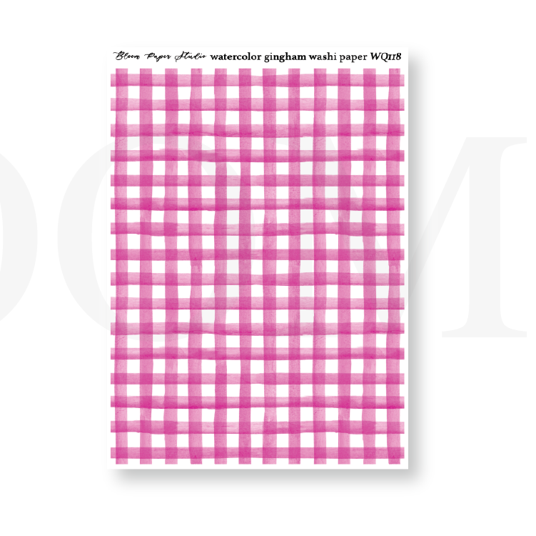 WQ118 Watercolor Gingham Washi Paper Journaling Stickers