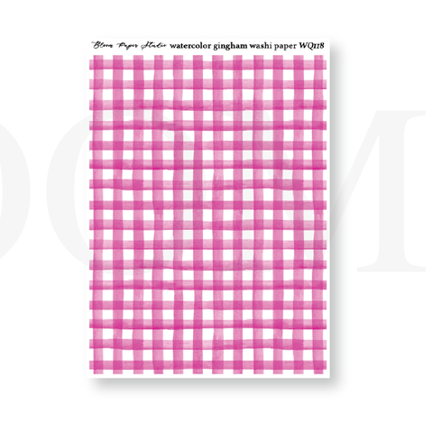 WQ118 Watercolor Gingham Washi Paper Journaling Stickers