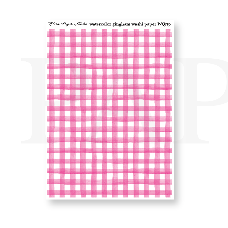 WQ119 Watercolor Gingham Washi Paper Journaling Stickers