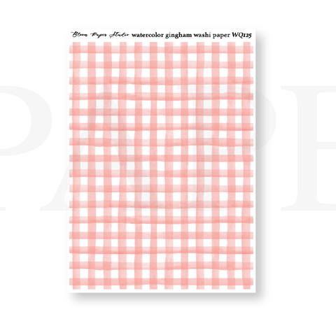 WQ125 Watercolor Gingham Washi Paper Journaling Stickers