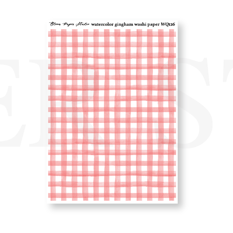 WQ126 Watercolor Gingham Washi Paper Journaling Stickers