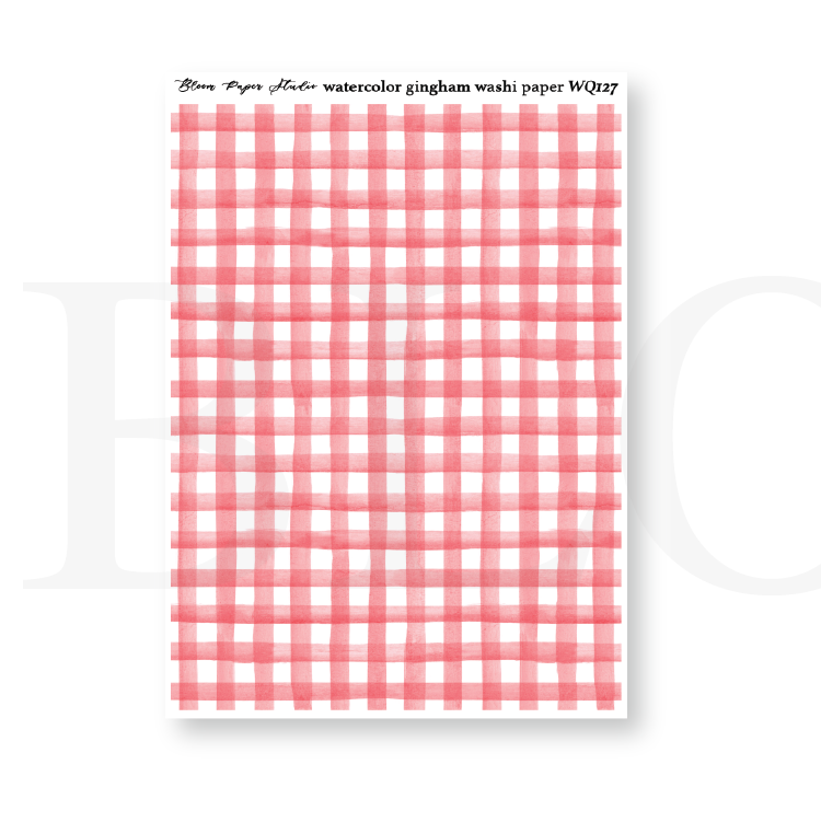 WQ127 Watercolor Gingham Washi Paper Journaling Stickers