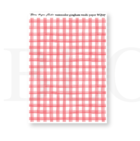 WQ127 Watercolor Gingham Washi Paper Journaling Stickers