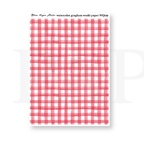 WQ129 Watercolor Gingham Washi Paper Journaling Stickers