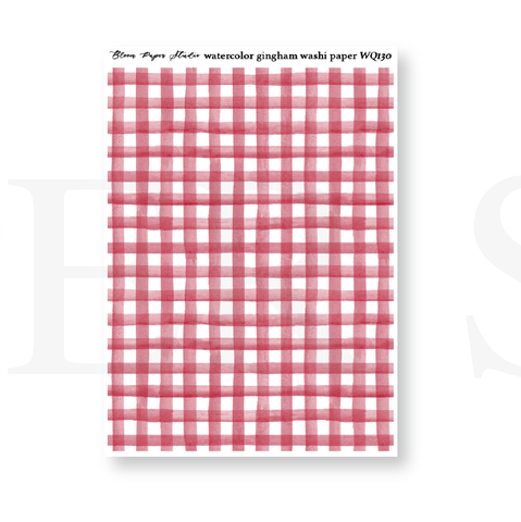 WQ130 Watercolor Gingham Washi Paper Journaling Stickers