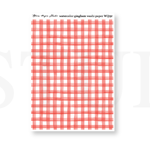 WQ131 Watercolor Gingham Washi Paper Journaling Stickers