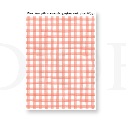 WQ132 Watercolor Gingham Washi Paper Journaling Stickers