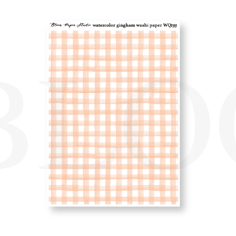 WQ133 Watercolor Gingham Washi Paper Journaling Stickers