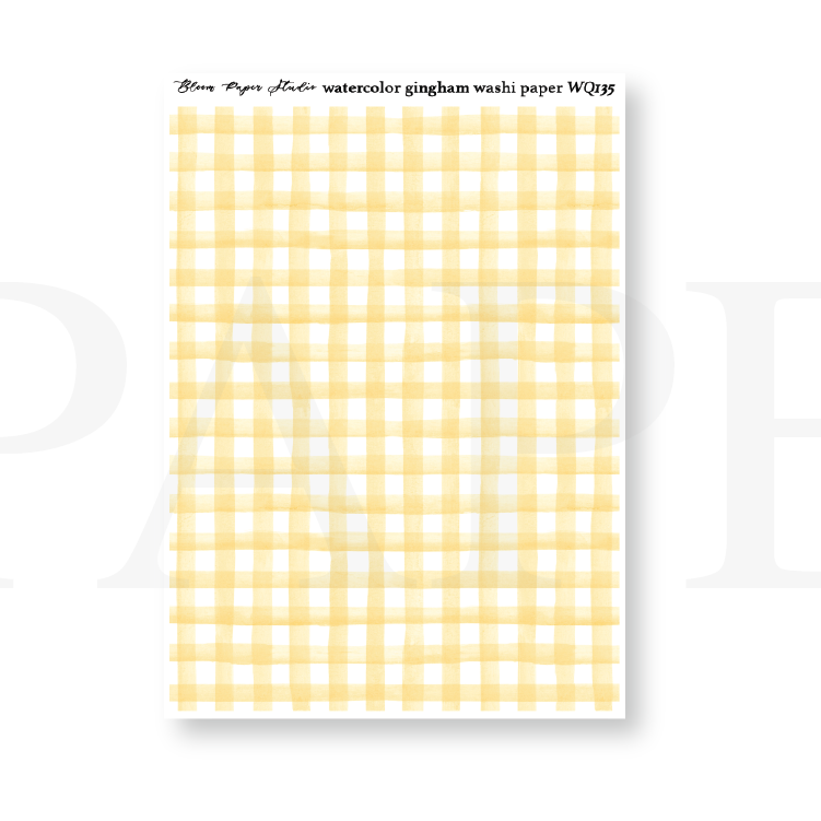 WQ135 Watercolor Gingham Washi Paper Journaling Stickers