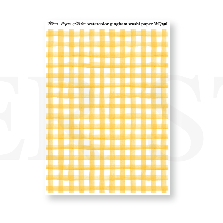 WQ136 Watercolor Gingham Washi Paper Journaling Stickers