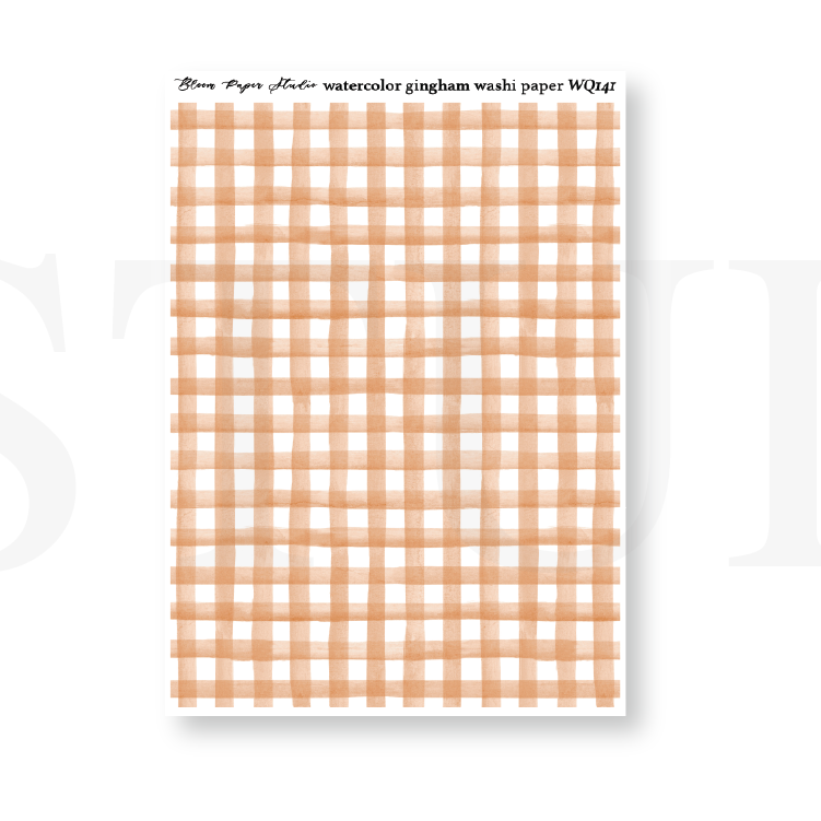 WQ141 Watercolor Gingham Washi Paper Journaling Stickers