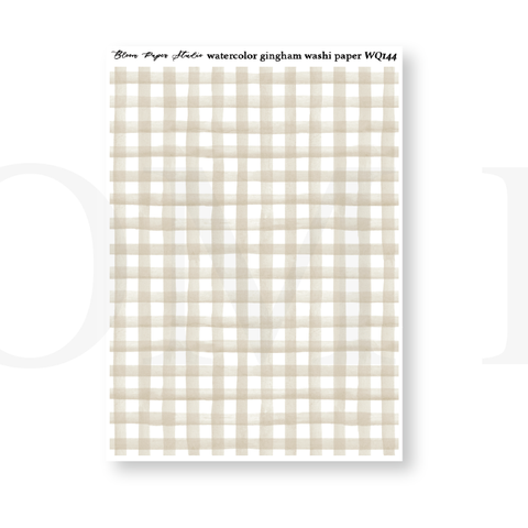 WQ144 Watercolor Gingham Washi Paper Journaling Stickers